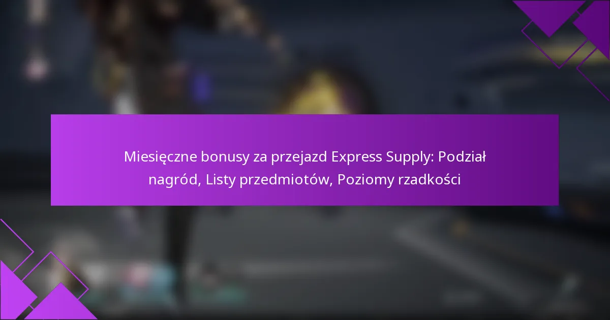 Miesięczne bonusy za przejazd Express Supply: Podział nagród, Listy przedmiotów, Poziomy rzadkości