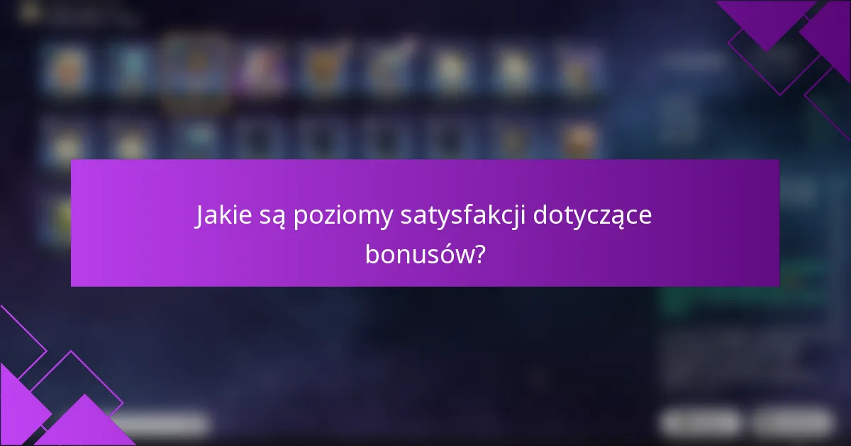 Jakie są poziomy satysfakcji dotyczące bonusów?
