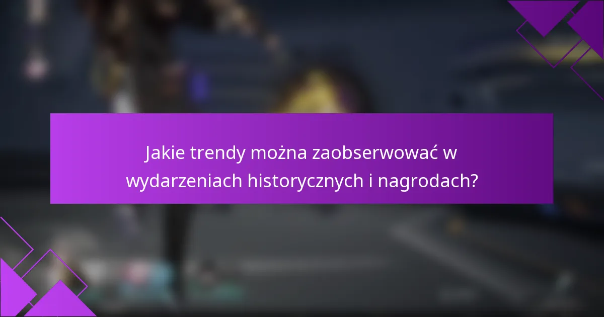 Jakie trendy można zaobserwować w wydarzeniach historycznych i nagrodach?