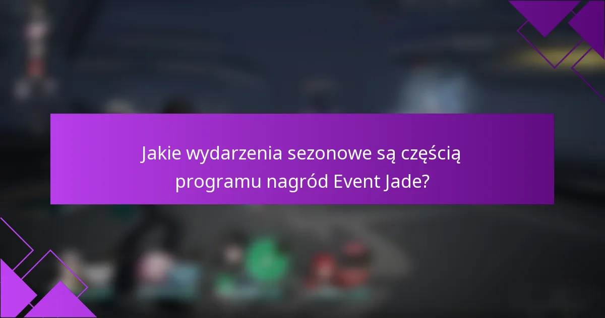 Jakie wydarzenia sezonowe są częścią programu nagród Event Jade?